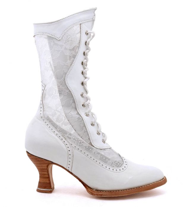 (image for) Jennie Victorian Wedding Boots White Kidskin with Lace